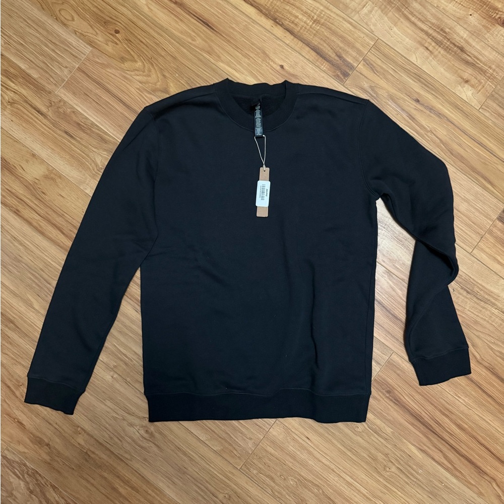 Skims Fleece Lounge Relaxed Crewneck in Onyx